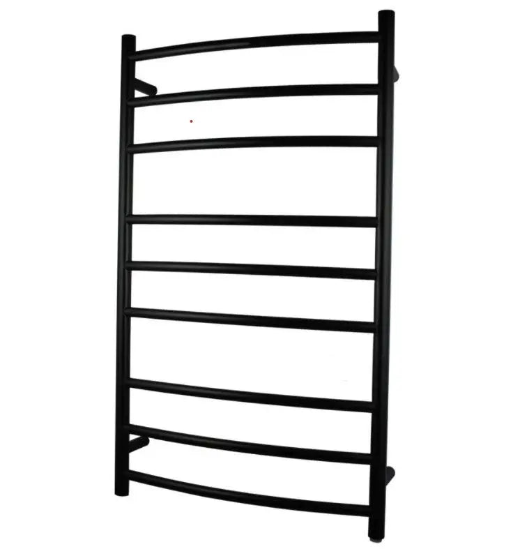 Round Matte Black Electric Heated Towel Rack 9 Bars FIL Kitchen Bathroom