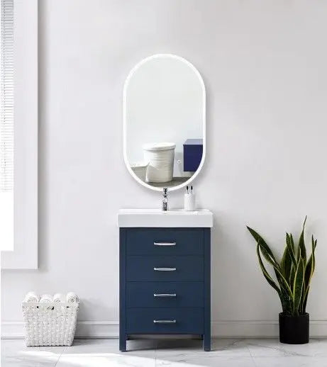 450x750mm Oval 3 Color Lighting LED Mirror Touch Sensor Switch Defogger Pad Wall Mounted Acrylic Mirror FIL Kitchen Bathroom