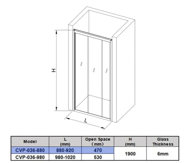FRAMED 3 PANELS SLIDING DOOR CHROME FIL Kitchen Bathroom