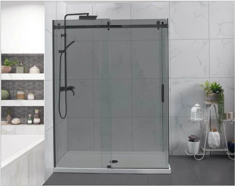Frameless Wall to Wall Sliding Door Shower Screen (910-950mm) Chrome FIL Kitchen Bathroom