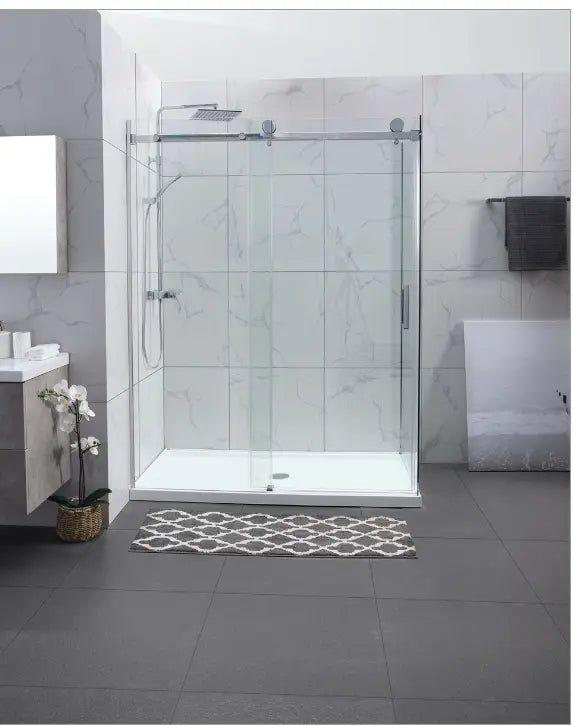 Frameless Wall to Wall Sliding Door Shower Screen (910-950mm) Chrome FIL Kitchen Bathroom