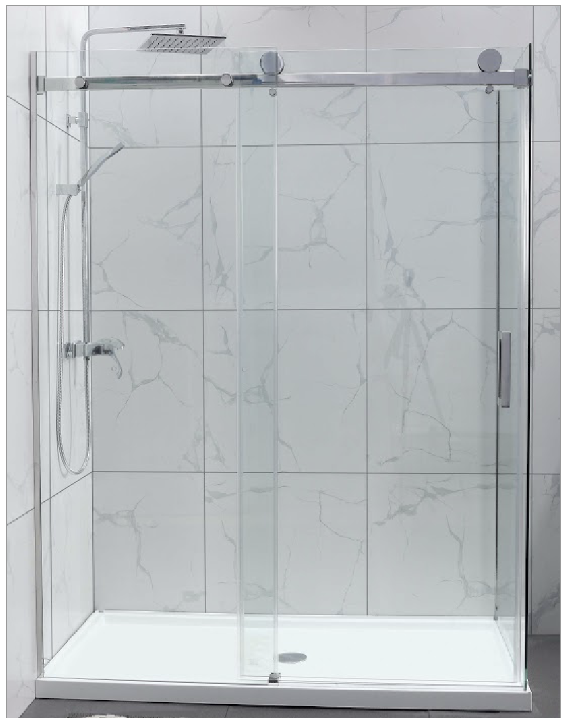 Frameless Wall to Wall Sliding Door Shower Screen (910-950mm) Chrome