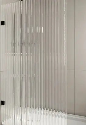 FRAMELESS SINGLE PANEL WITH NARROW LINE FLUTED GLASS SHOWER SCREEN FIL Kitchen Bathroom