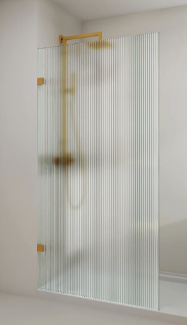 FRAMELESS SINGLE PANEL WITH NARROW LINE FLUTED GLASS SHOWER SCREEN