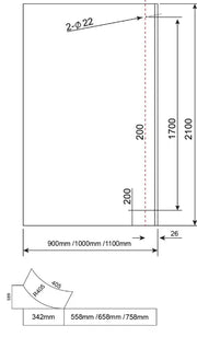 CURVED GLASS WALK IN SHOWER SCREEN FIL Kitchen Bathroom