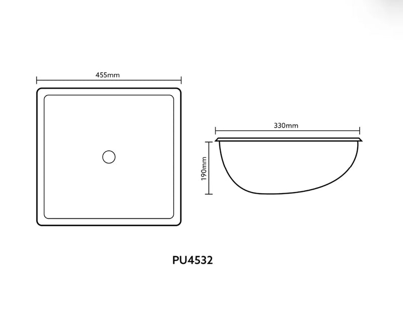UNDER COUNTER BASIN MATTE BLACK 455MM POSEIDON
