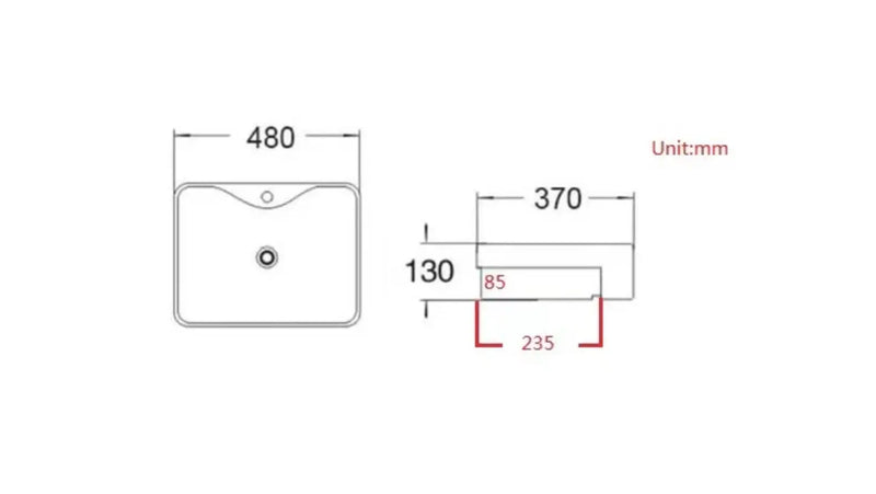 Semi Recess Basin 480mm POSEIDON