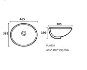 UNDER COUNTER BASIN GLOSS WHITE 465MM POSEIDON