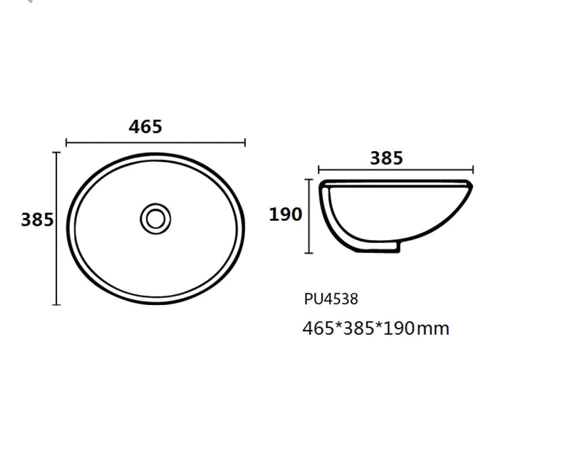 UNDER COUNTER BASIN GLOSS WHITE 465MM POSEIDON