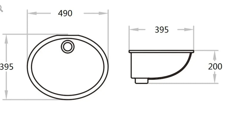 UNDER COUNTER BASIN GLOSS WHITE 500MM POSEIDON