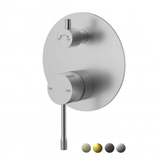 IKON Linie Shower/Bath Wall Mixer With Diverter Trim Kit Bushed Nickel - FIL Kitchen Bathroom
