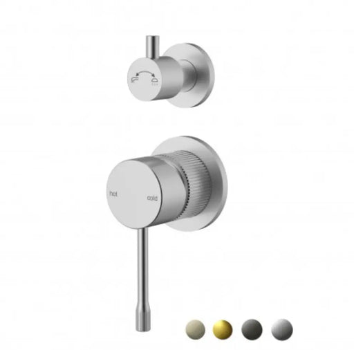 IKON Linie Basin/Bath Wall Diverter Mixer Trim Kit With Separate Cover Plate Brushed Nickel - FIL Kitchen Bathroom