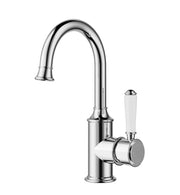 IKON Clasico Gooseneck Basin Mixer Chrome/Brushed Nickel/Brushed Gold/Matt Black (CERAMIC HANDLE) - FIL Kitchen Bathroom
