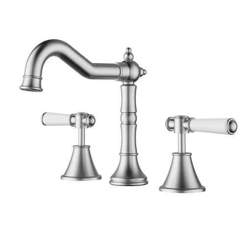 IKON Clasico Brushed Nickel Basin Mixer Set Brass/Ceramic Handle - FIL Kitchen Bathroom