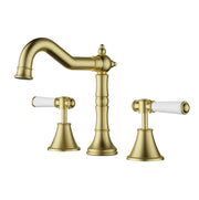 IKON Clasico Brushed Gold Basin Mixer Set Brass/Ceramic Handle - FIL Kitchen Bathroom