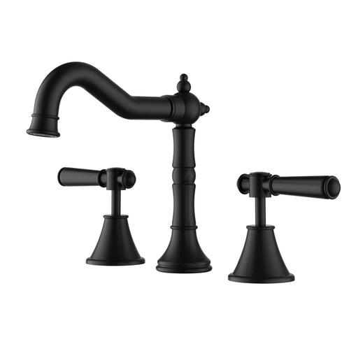 IKON Clasico Matt Black Basin Mixer Set Brass/Ceramic Handle - FIL Kitchen Bathroom