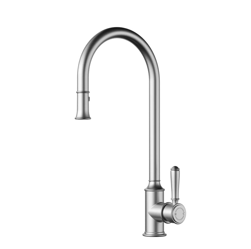 Clasico Brushed Nickel Pull out Sink Mixer Brass Handle/Ceramic Handle - FIL Kitchen Bathroom