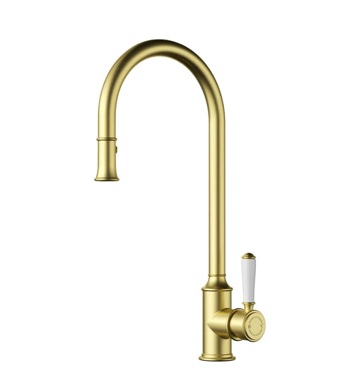 Clasico Brushed Gold Pull out Sink Mixer Brass Handle/Ceramic Handle - FIL Kitchen Bathroom