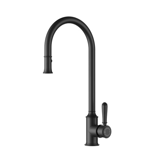 IKON Clasico Matt Black Pull out Sink Mixer Brass Handle/Ceramic Handle - FIL Kitchen Bathroom