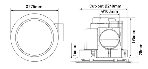 Revoline Bathroom Exhaust Fan With 13W LED - FIL Kitchen Bathroom