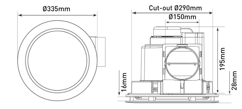 Revoline Bathroom Exhaust Fan With 17W LED - FIL Kitchen Bathroom