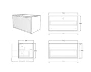 Bellevue Ensuite Slim Wall Hung Vanity Prime Oak 590X386X380mm/740X386X380mm/1500X386X380mm - FIL Kitchen Bathroom