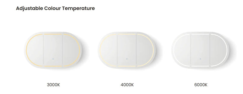 LED Bondi Shaving Cabinet  Natural Oak/Matte White/Black Oak 1200(W)x750(H)mm - FIL Kitchen Bathroom