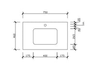 Cato Stone Top With Undermount Basin 600mm/750mm/900mm/1200mm/1500mm/1800mm - FIL Kitchen Bathroom