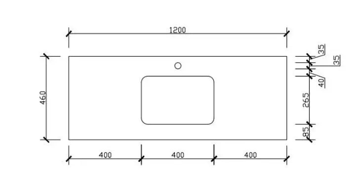 Cato Stone Top With Undermount Basin 600mm/750mm/900mm/1200mm/1500mm/1800mm - FIL Kitchen Bathroom