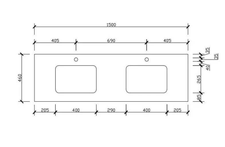 Cato Stone Top With Undermount Basin 600mm/750mm/900mm/1200mm/1500mm/1800mm - FIL Kitchen Bathroom