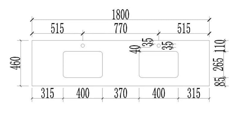 Cato Stone Top With Undermount Basin 600mm/750mm/900mm/1200mm/1500mm/1800mm - FIL Kitchen Bathroom
