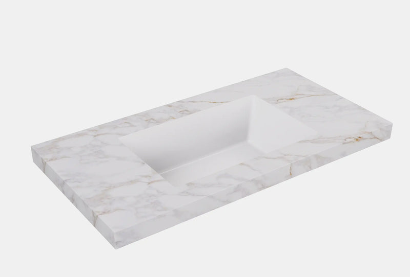 Fine Ceramic Basin Joined with Sintered Stone Carrara Gold 600mm/750mm/900mm/1200mm/1500mm - FIL Kitchen Bathroom