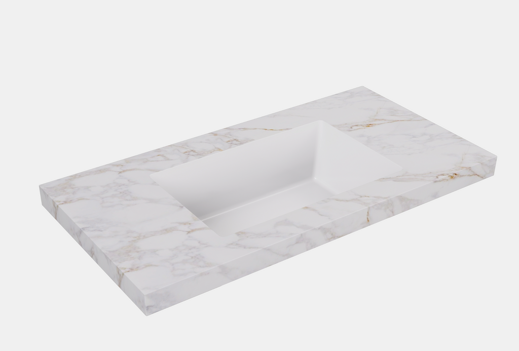 Fine Ceramic Basin Joined with Sintered Stone Carrara Gold 600mm/750mm/900mm/1200mm/1500mm