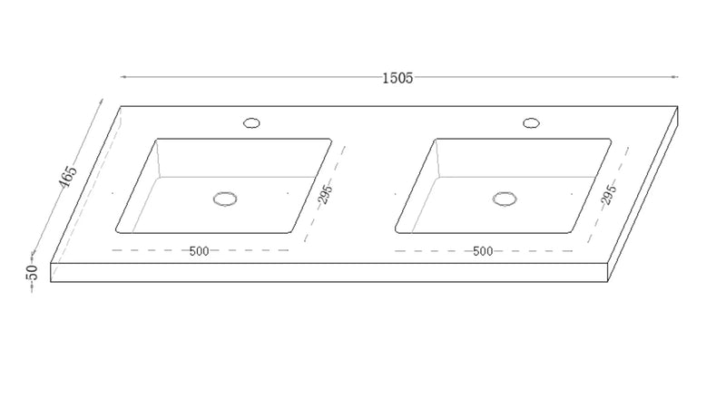 Fine Ceramic Basin Joined with Sintered Stone Double Bowl 1200mm/1500mm - FIL Kitchen Bathroom