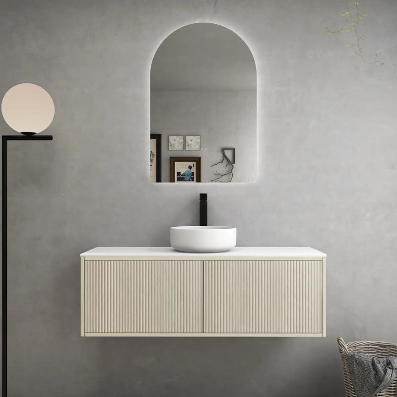 Bellevue Ensuite Slim Wall Hung Vanity Prime Oak 900X386X380mm/1200X386X380mm - FIL Kitchen Bathroom