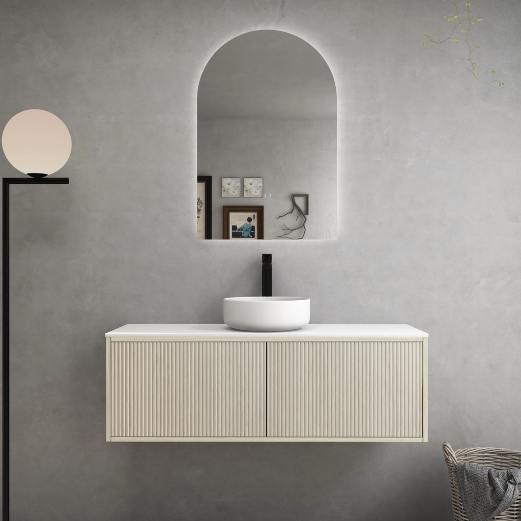 Bellevue Ensuite Slim Wall Hung Vanity Prime Oak 900X386X380mm/1200X386X380mm