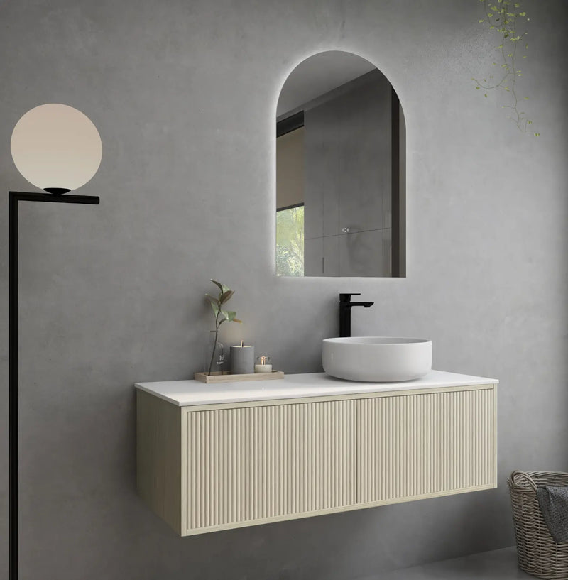 Bellevue Ensuite Slim Wall Hung Vanity Prime Oak 900X386X380mm/1200X386X380mm - FIL Kitchen Bathroom