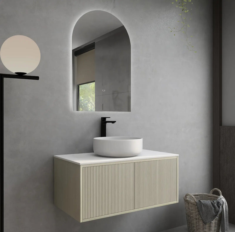 Bellevue Ensuite Slim Wall Hung Vanity Prime Oak 900X386X380mm/1200X386X380mm - FIL Kitchen Bathroom