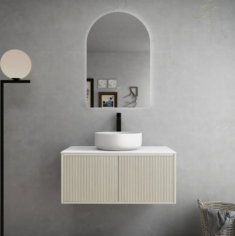 Bellevue Ensuite Slim Wall Hung Vanity Prime Oak 900X386X380mm/1200X386X380mm - FIL Kitchen Bathroom