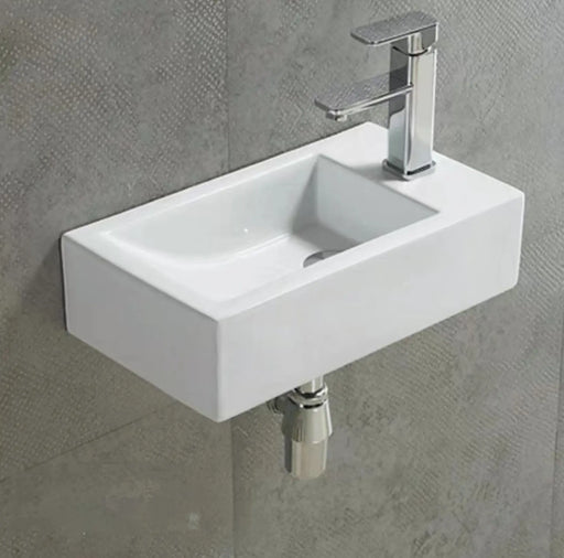 Wall Hung Ceramic Basin Gloss White Right hand bowl/Left hand bowl 500*250*130mm - FIL Kitchen Bathroom