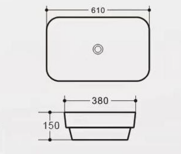 Insert Ceramic Basin Gloss White 610*380*150mm