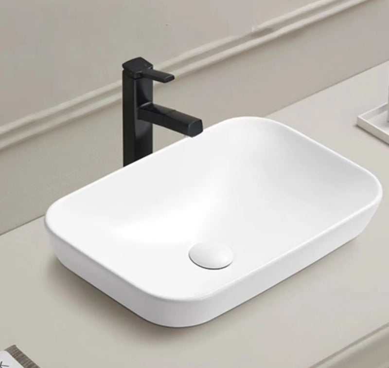 Rectangle Matte White/Matte Black Inset Ceramic Basin 515*340*155mm - FIL Kitchen Bathroom