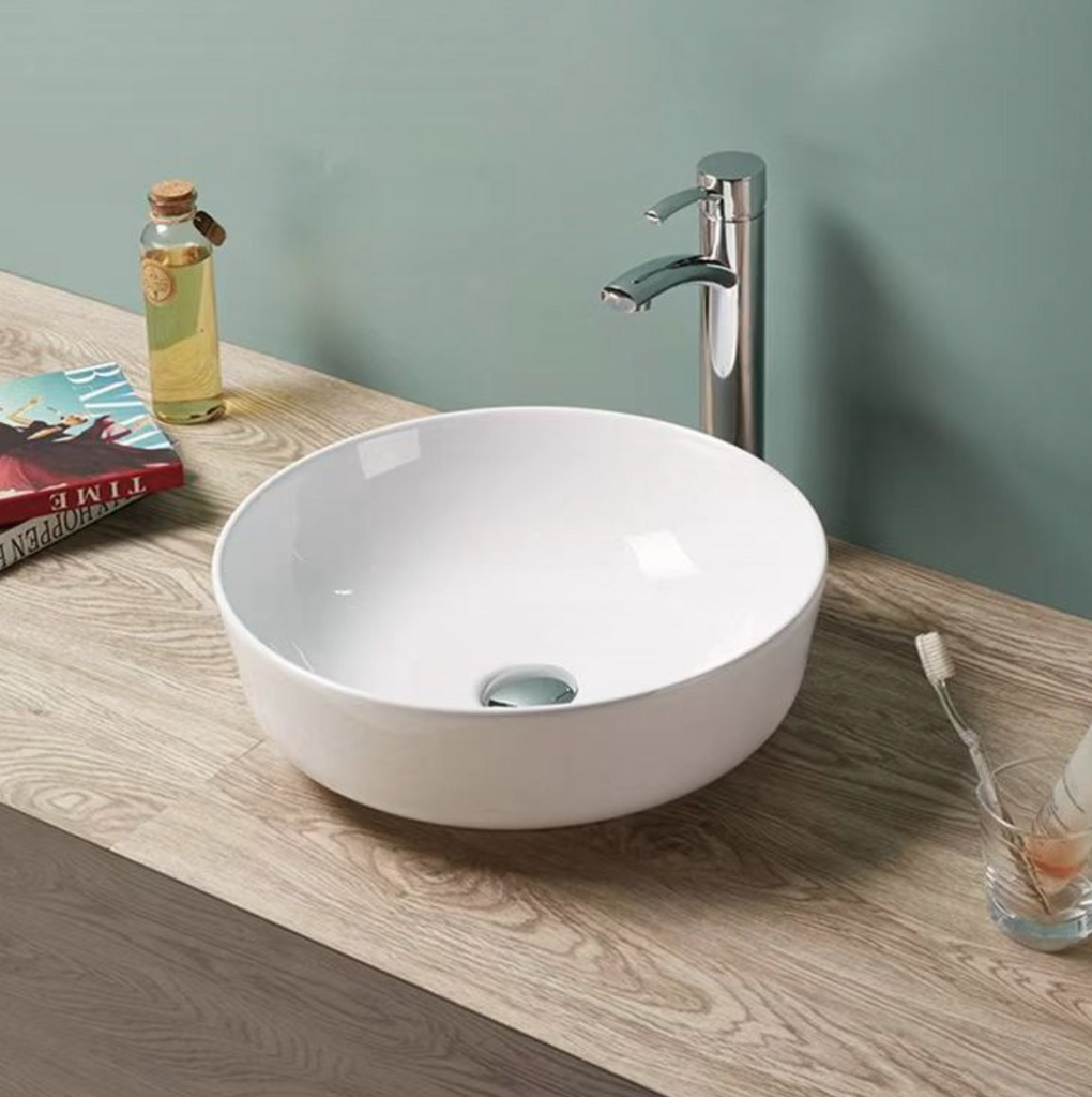 Ultra Slim Wall Hung/Above Counter Basin Gloss White 420*420*140mm