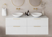 Fluted PVC Wall hung Matt white vanity  ( cabinet only ) - FIL Kitchen Bathroom