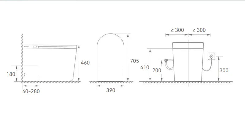 Byron Smart Toilet One-Piece Ceramic Instant Heating Tornado Flush 705*390*460mm POSEIDON