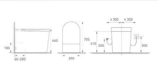 Byron Smart Toilet One-Piece Ceramic Instant Heating Tornado Flush 705*390*460mm POSEIDON