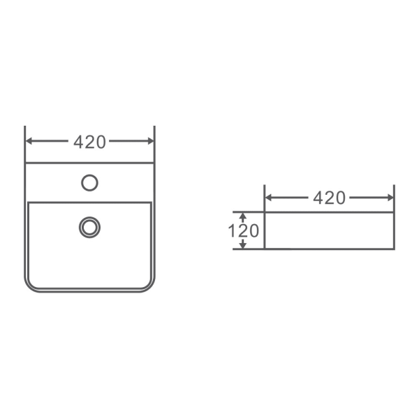 Marsay Wall Hung Square Basin 420 x 420 x 120 mm