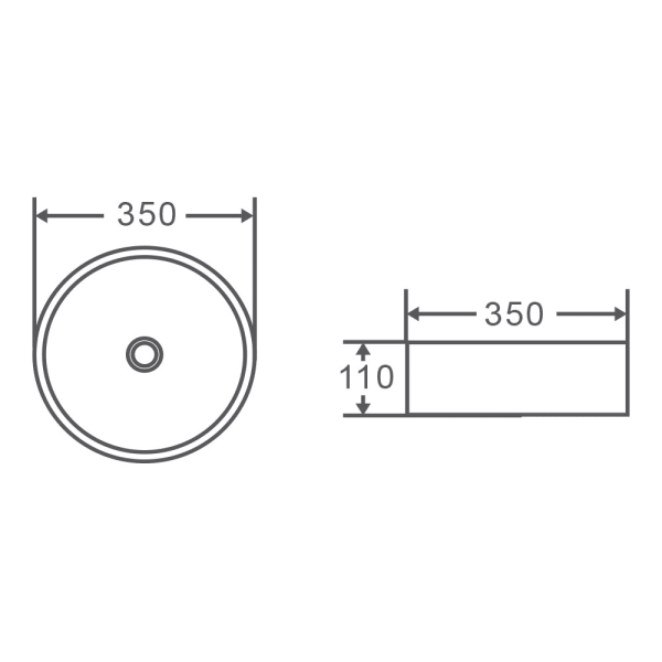 Sasso Above Counter Round Basin 350X350X110mm