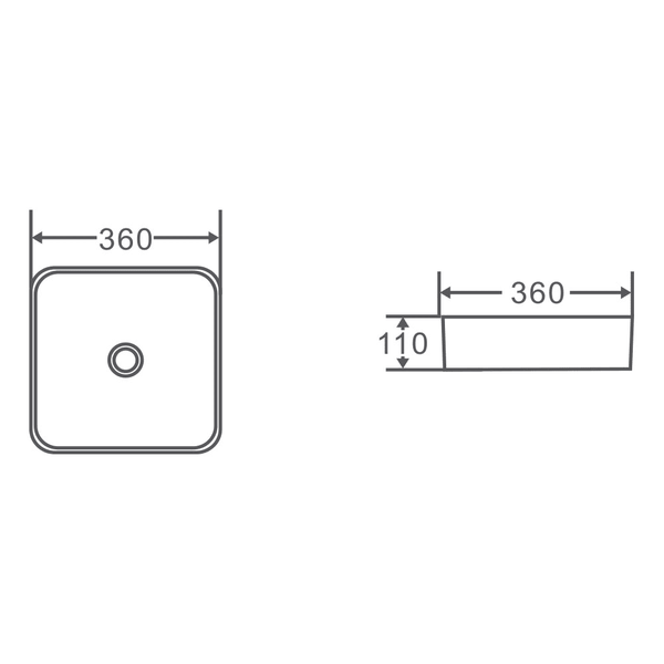Etna Above Counter Square Basin 360X360X110mm
