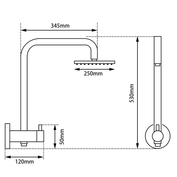 530mm Height 10'' Round Chrome Shower Station Top Water Inlet